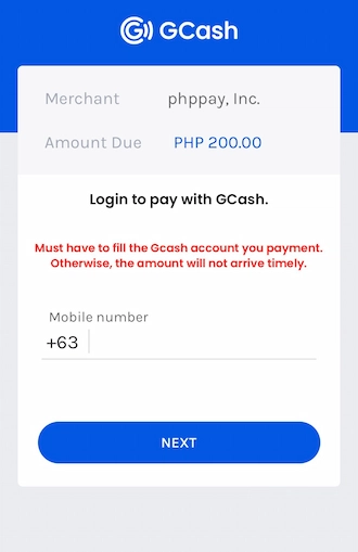 Step 4: To log in to GCash, members enter their GCash account phone number.